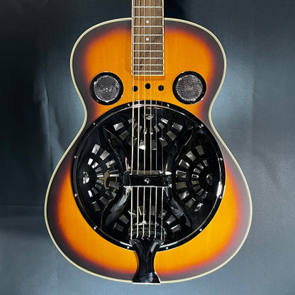 Front of Used Galveston Resonator Sunburst w/case TFW456