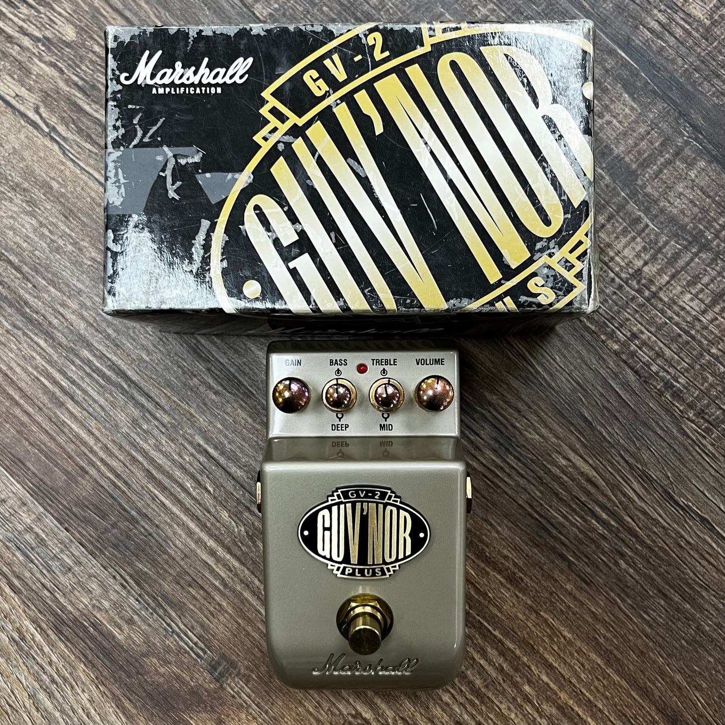 Top of w/box of Used Marshall GV-2 Guv'nor Overdrive Pedal w/Box TFW458