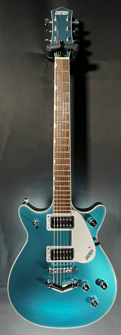 Full front of Used 2022 Gretsch G5222 Electromatic Double Jet BT w/V-Stoptail Ocean Turquoise TFW460