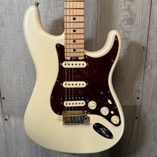 Front of Used 2016 Fender American Elite Stratocaster HSS Shawbucker Olympic Pearl w/case TSS3609