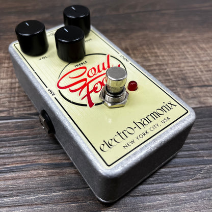 Side of Used EHX Electro-Harmonix Soul Food Transparent Overdrive Pedal TFW484