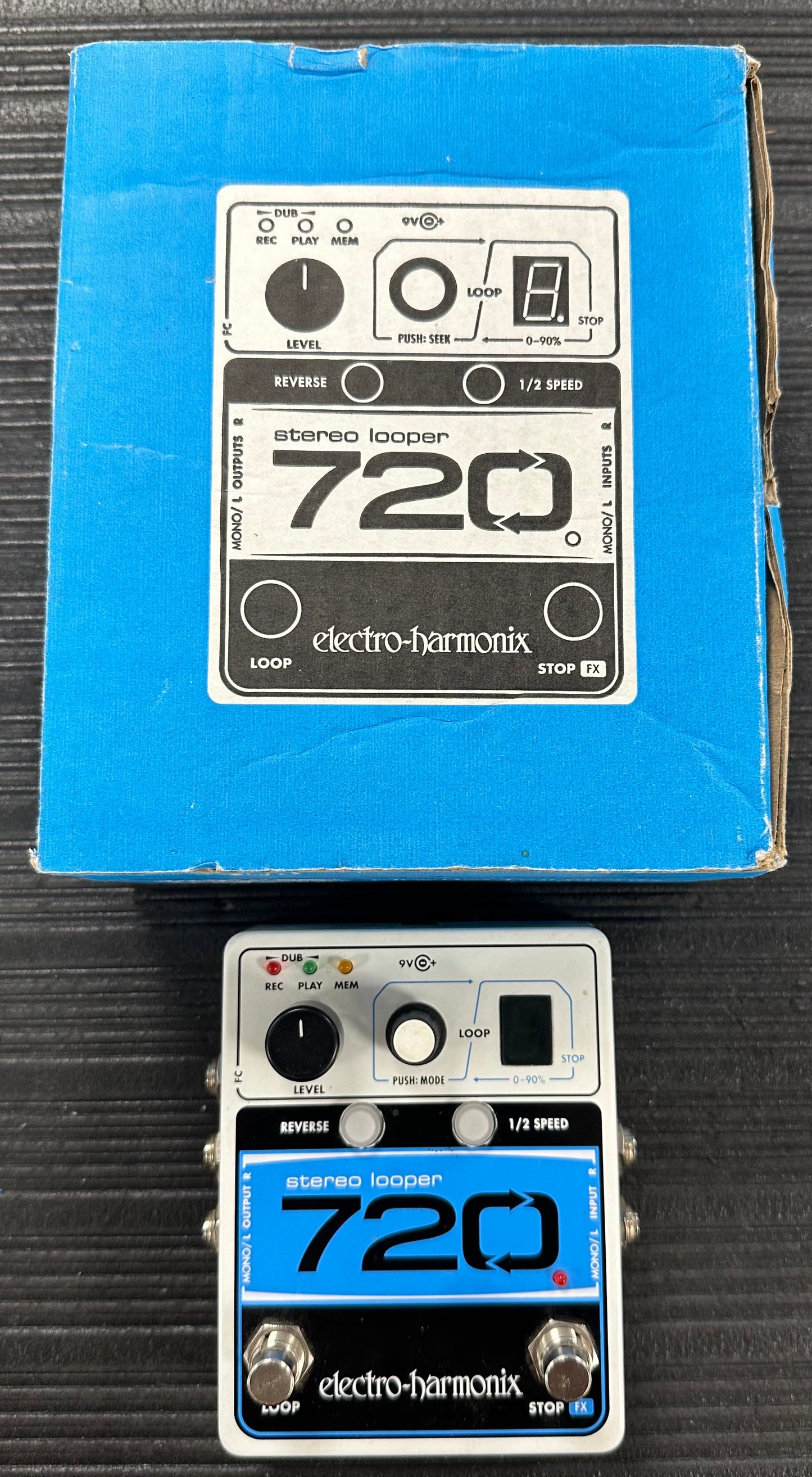 Top with box of Used EHX Electro Harmonix 720 Stereo Looper Pedal w/box TSS3711