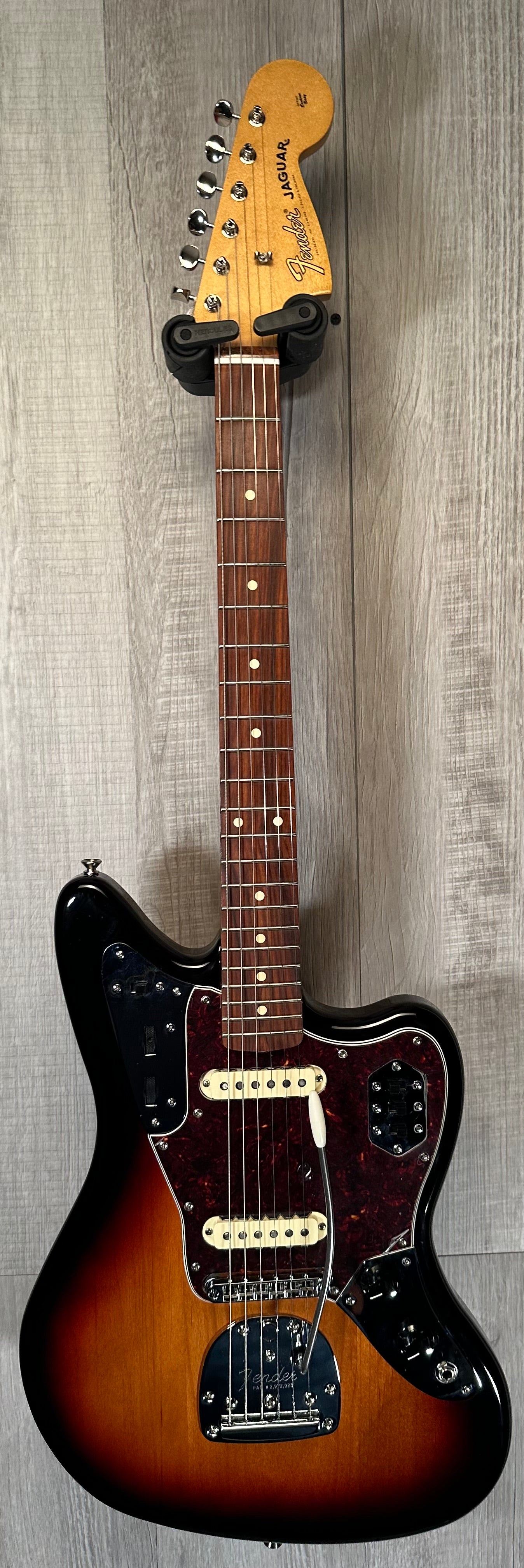 Full front of Used 2019 Fender Classic Player Jaguar Sunburst w/bag TSS3701