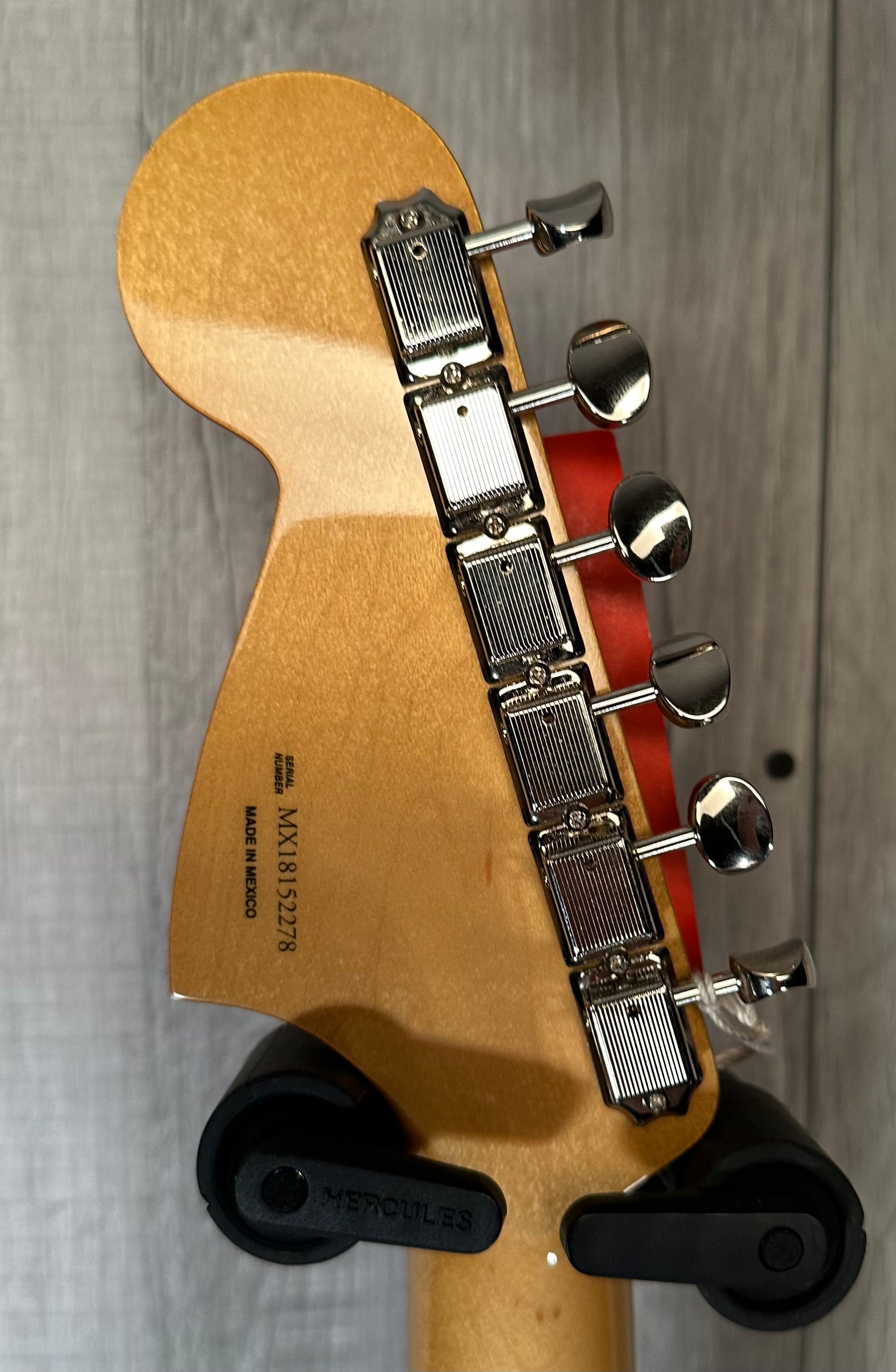 Back of headstock of Used 2019 Fender Classic Player Jaguar Sunburst w/bag TSS3701