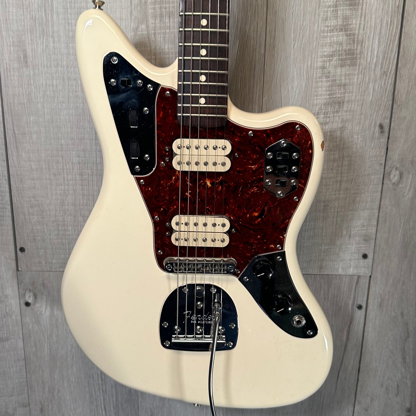 Front of Used Fender Classic Player Jaguar HH Olympic White TSS3743