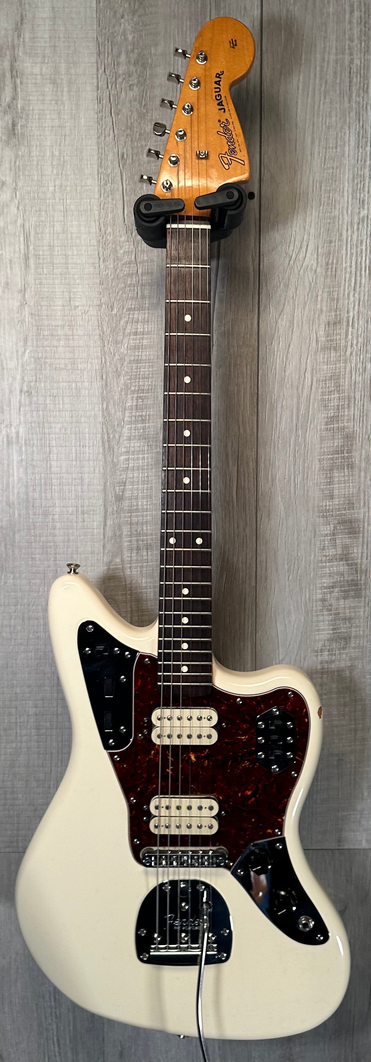 Full front of Used Fender Classic Player Jaguar HH Olympic White TSS3743