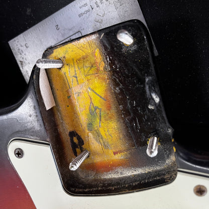 Initials on neck pocket of Used Vintage 1966 Fender Stratocaster 3-Tone Sunburst w/OHSC TFW521