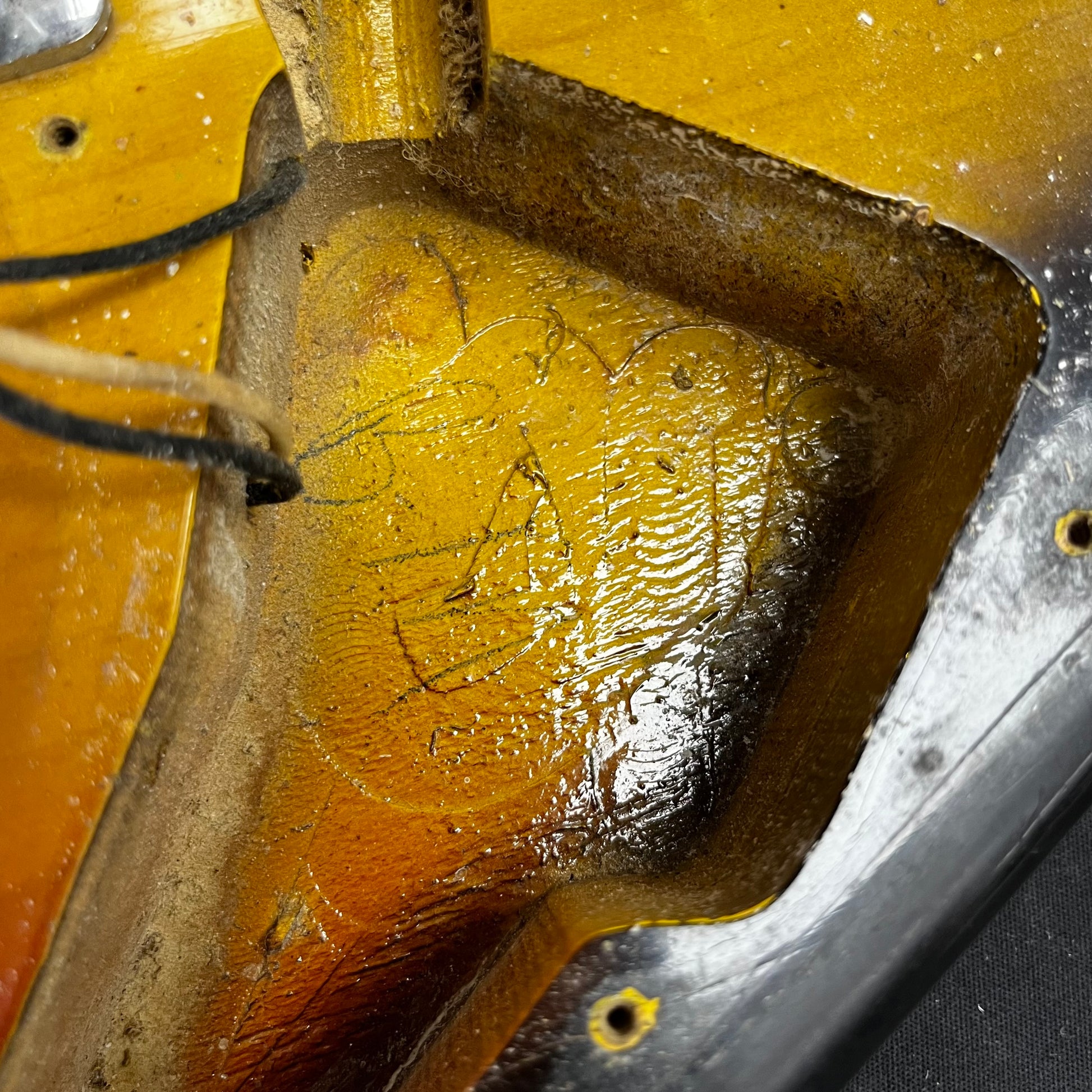 Initials on the inside cavity of Used Vintage 1966 Fender Stratocaster 3-Tone Sunburst w/OHSC TFW521