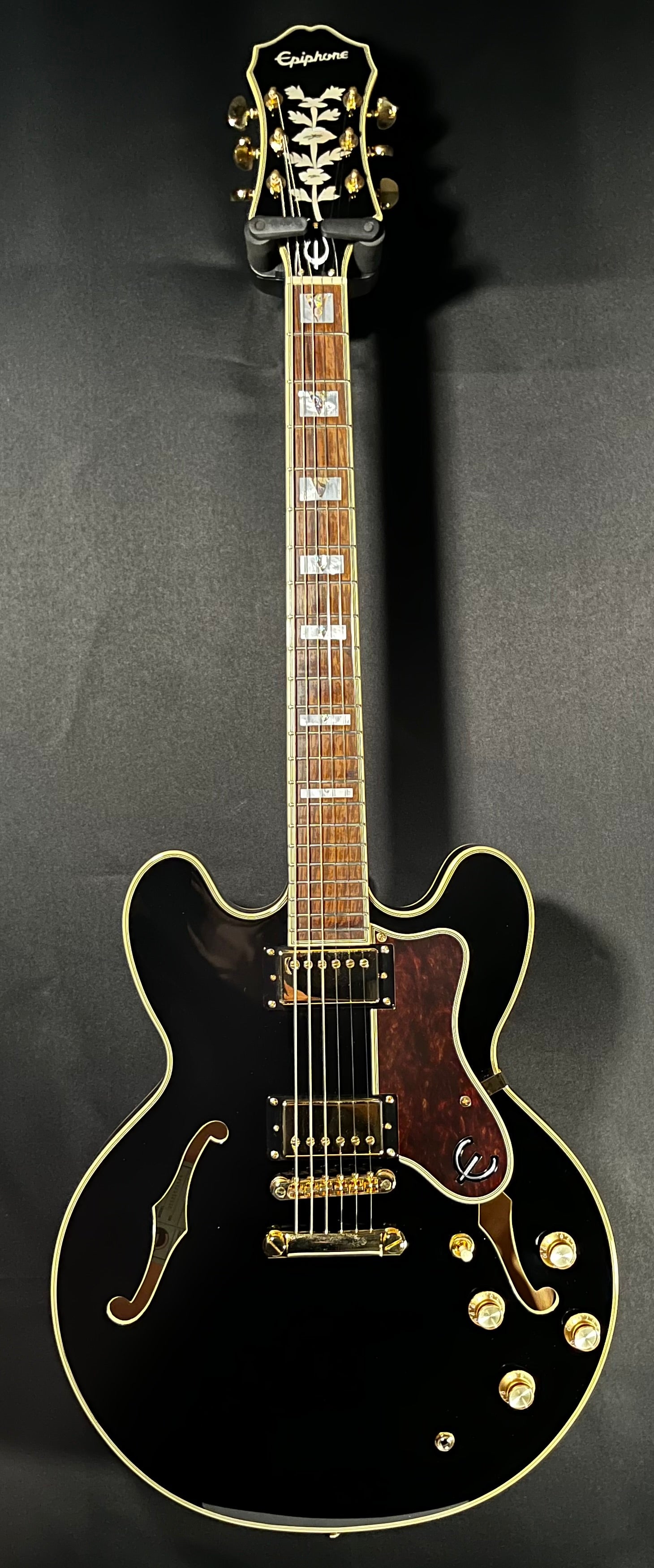 Full front of Used Epiphone Sheraton II Pro Ebony TFW523