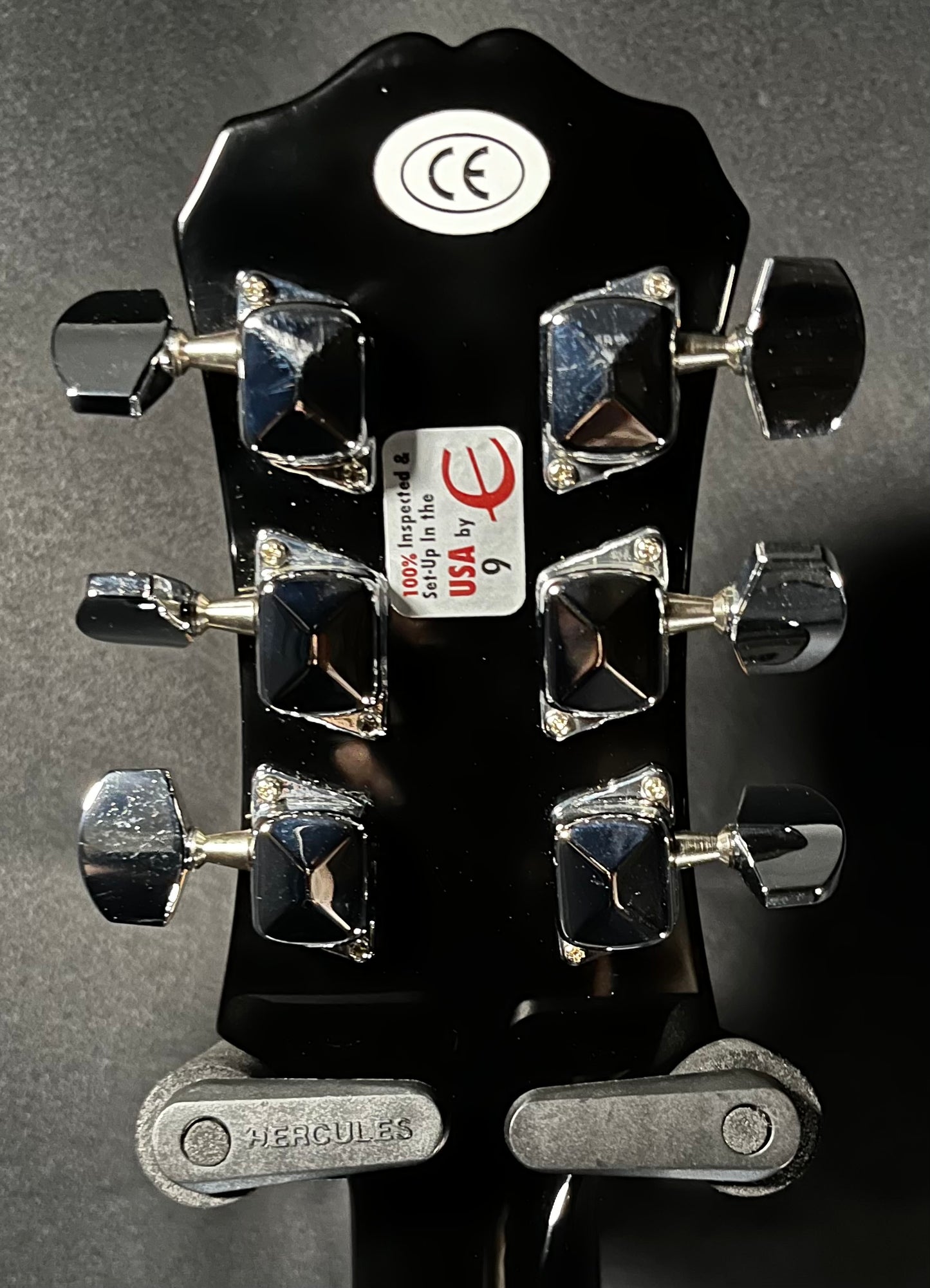 Back of headstock of Used Epiphone Les Paul Junior Sunburst TFW531