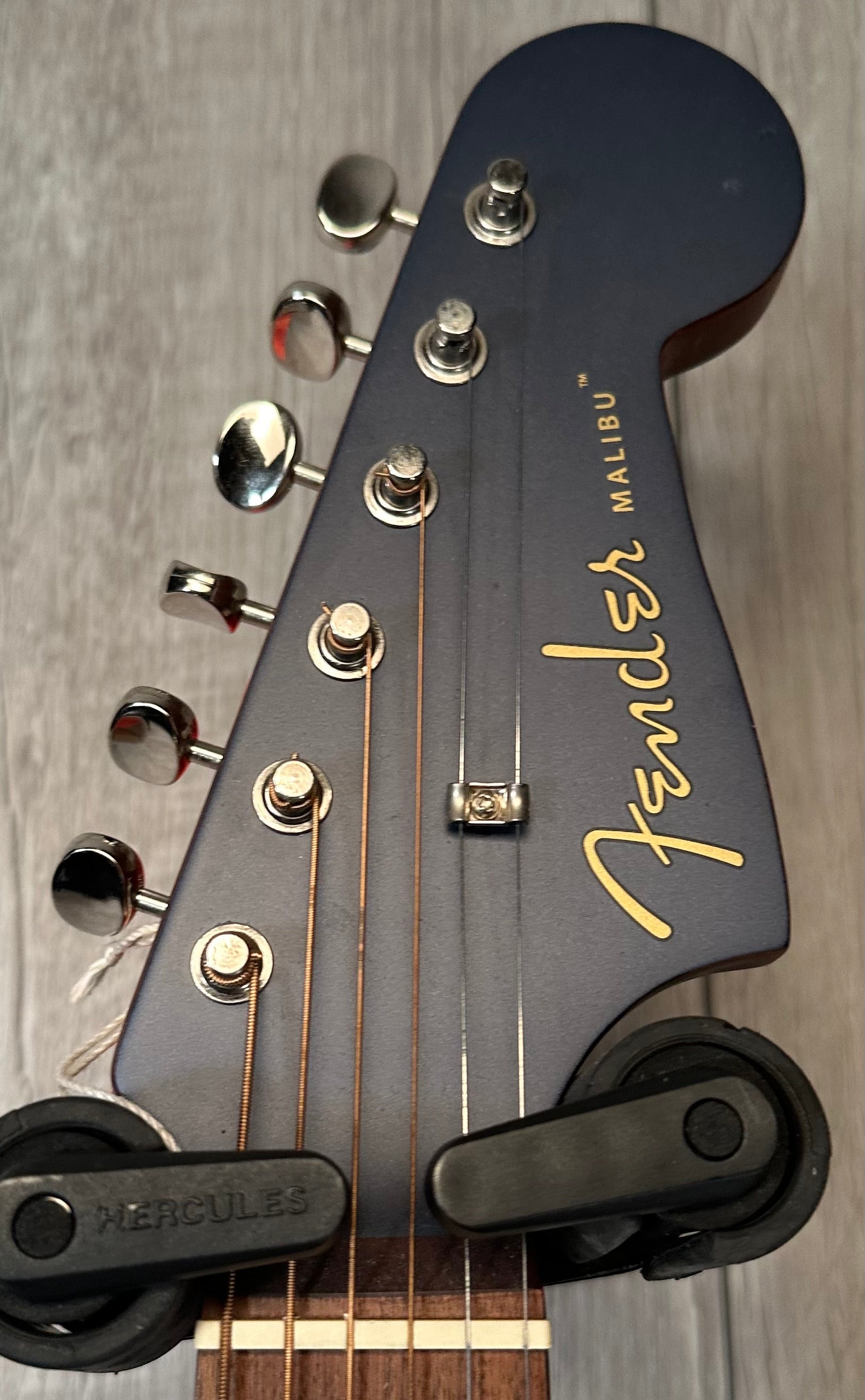 Headstock of Used Fender Malibu Player Acoustic Guitar Midnight Satin w/Mahogany Neck TSS3768