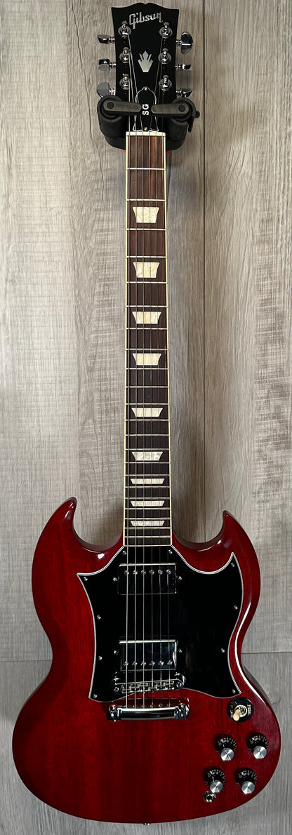 Full front of Used 2021 Gibson SG Standard Heritage Cherry Red w/bag TSS3782
