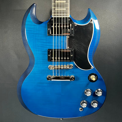 Front of Used Epiphone SG Custom Viper Blue w/bag TFW538