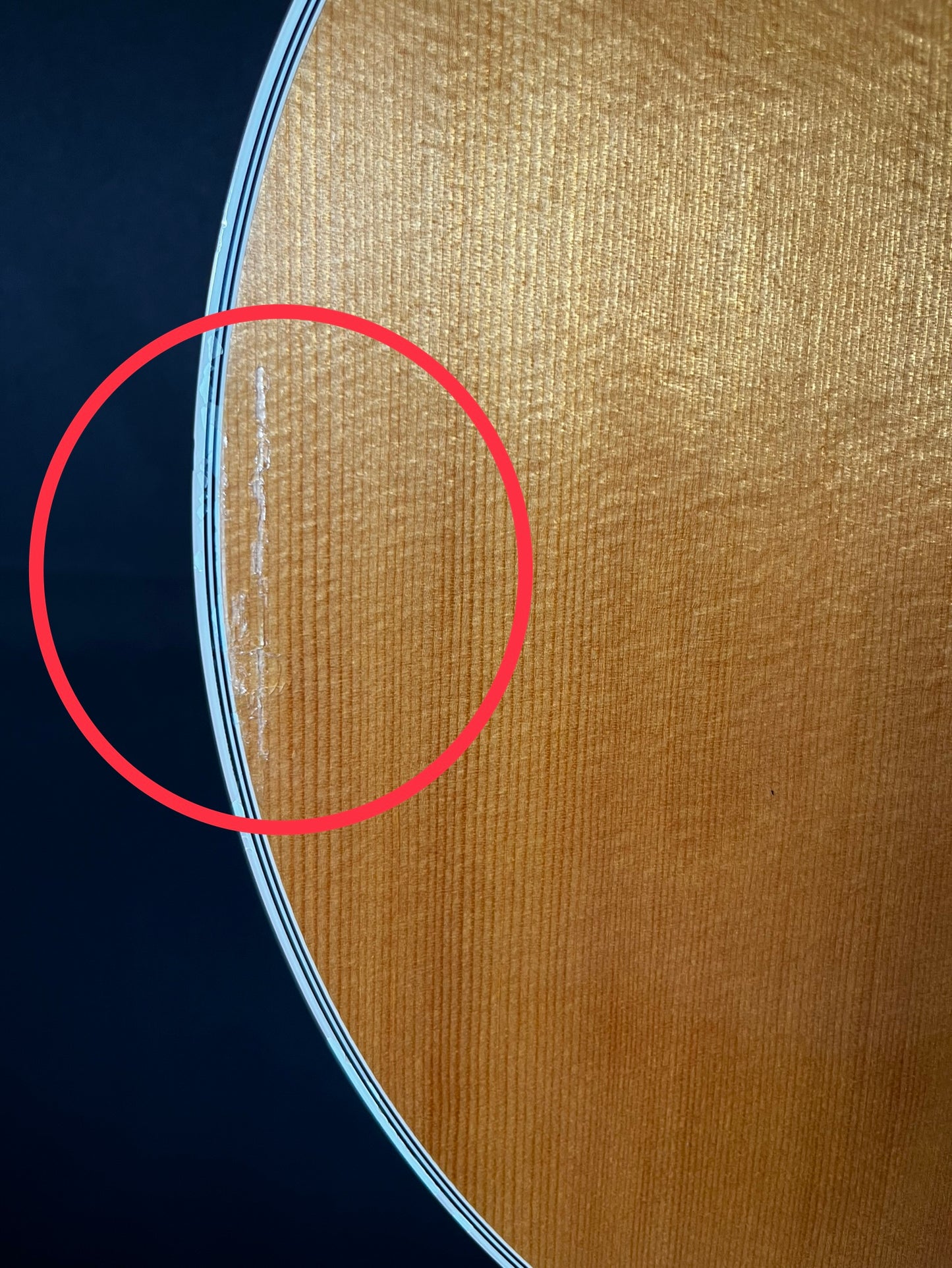 Surface gash on upper bout of Used 2009 Guild F-512 12-String Natural w/D-TAR Load 'N Lock Wave-Length Pickup w/Case TFW514