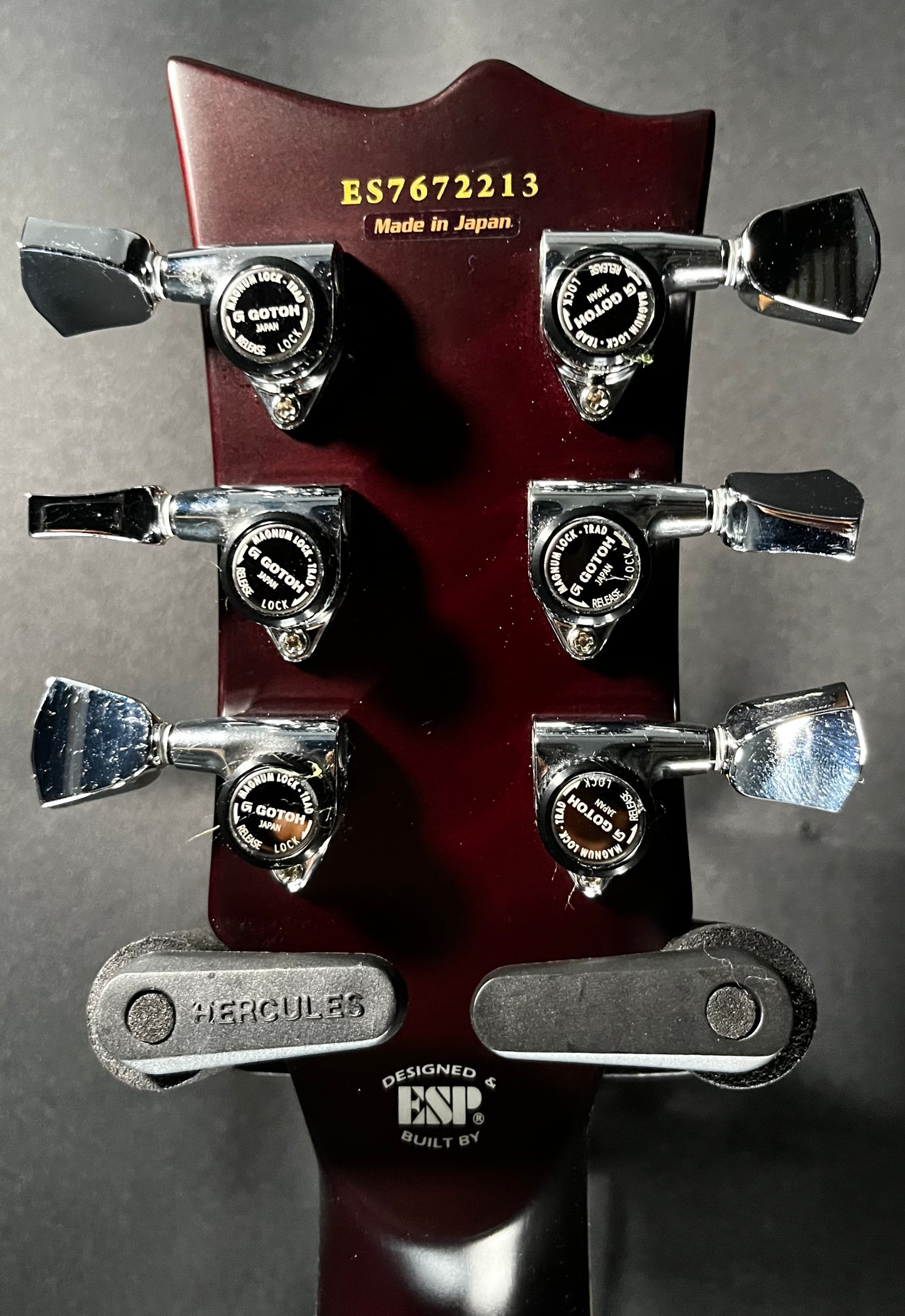 Back of headstock of Used ESP E-II Eclipse Full Thickness Vintage Honey Burst w/case TFW545