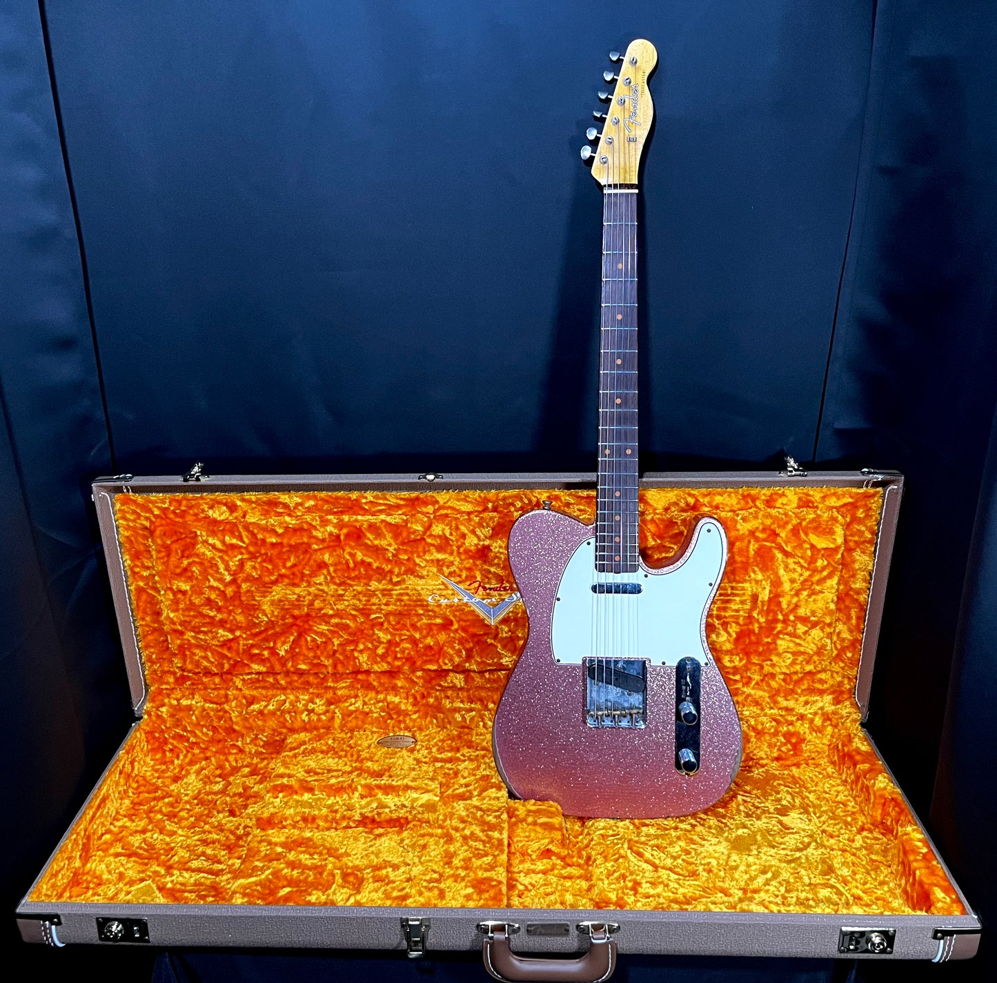 Full front w/case of Used Fender Custom Shop Ltd 61 Telecaster Relic Champagne Sparkle w/case TFW546