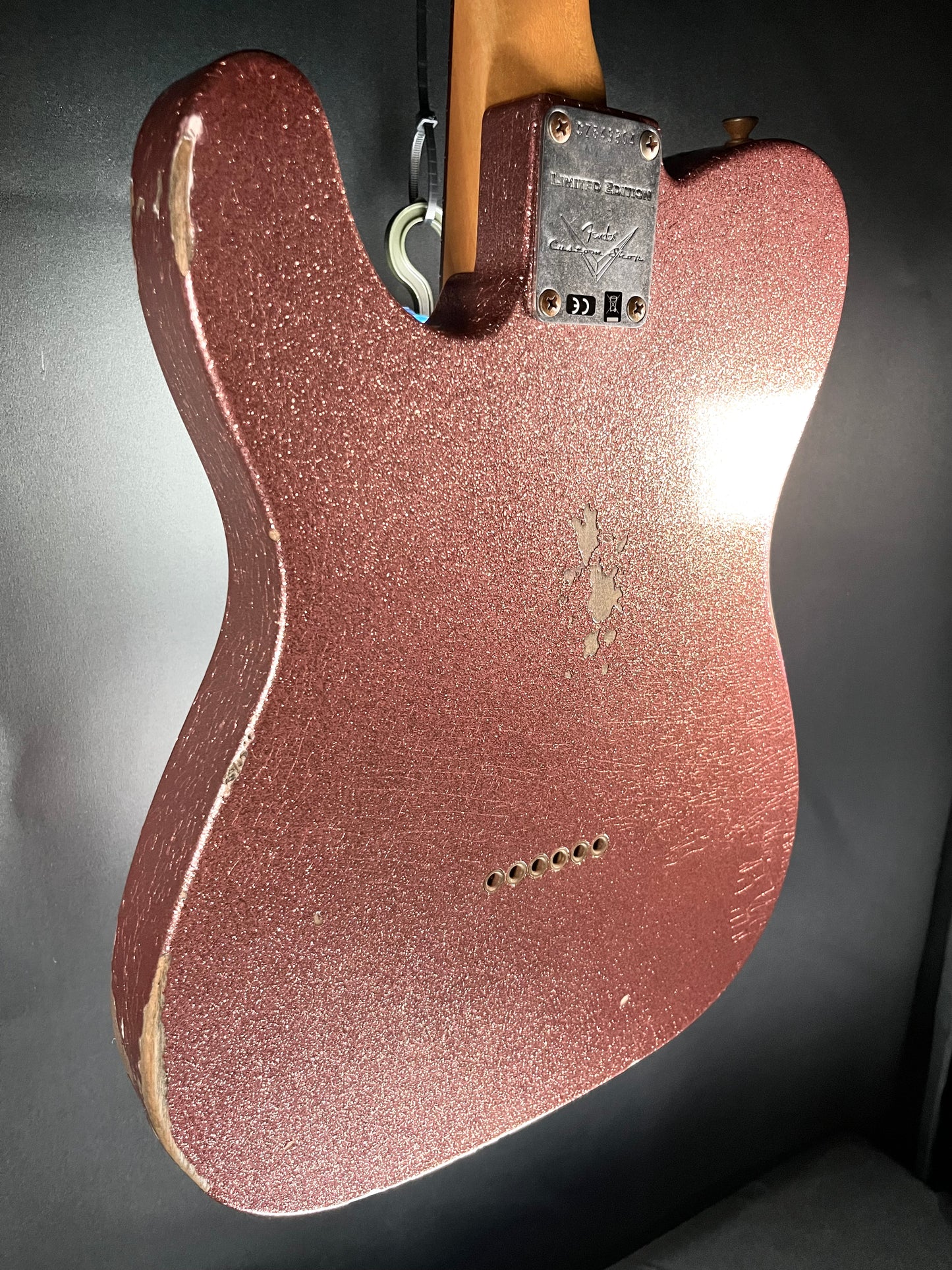 Back side of Used Fender Custom Shop Ltd 61 Telecaster Relic Champagne Sparkle w/case TFW546