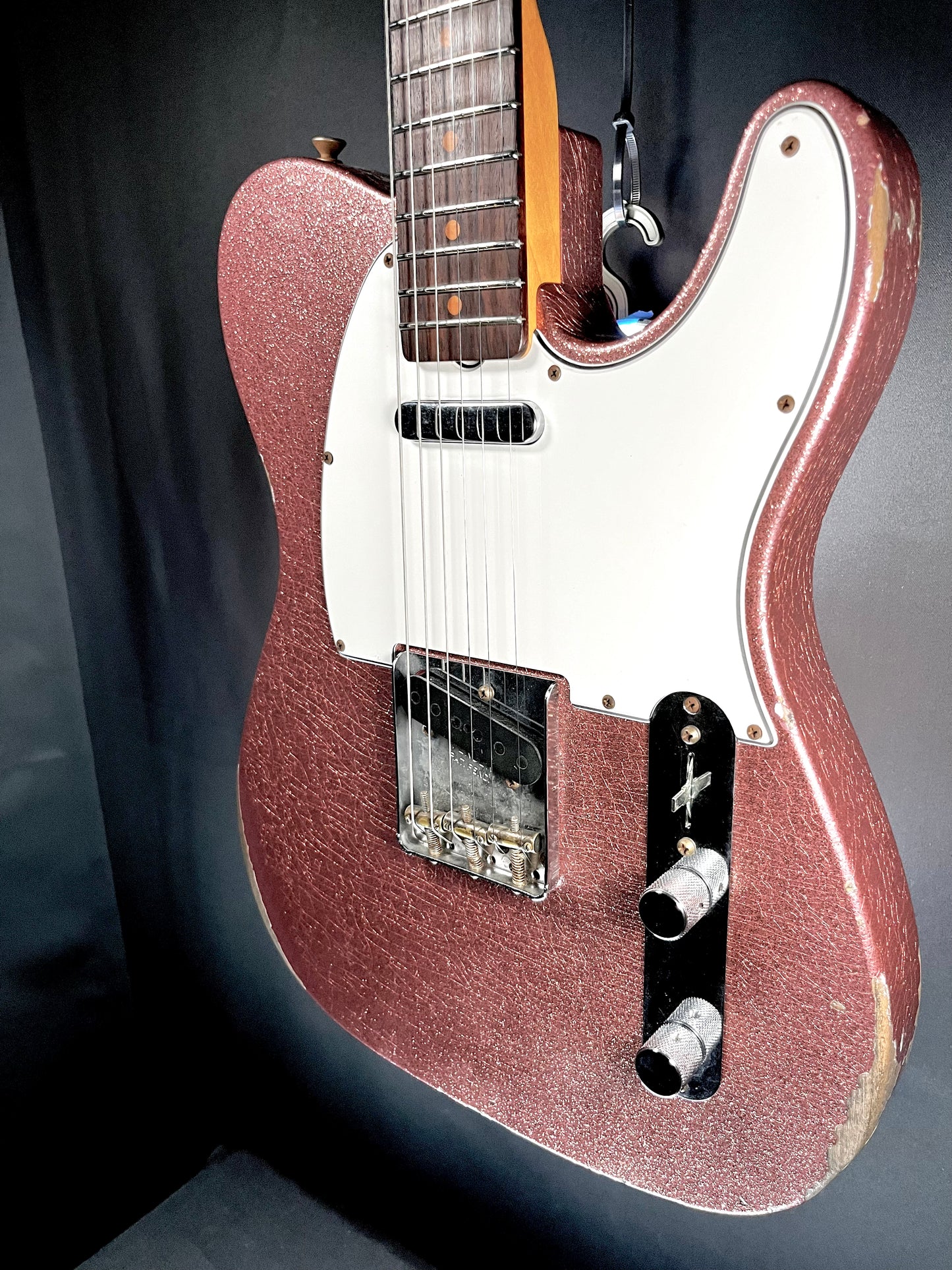 Front side of Used Fender Custom Shop Ltd 61 Telecaster Relic Champagne Sparkle w/case TFW546