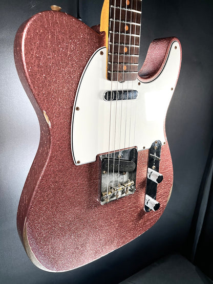 Front side of Used Fender Custom Shop Ltd 61 Telecaster Relic Champagne Sparkle w/case TFW546