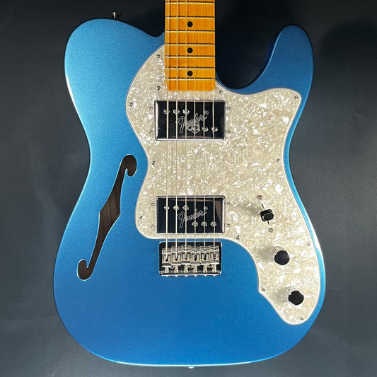 Front of Used 2023 Fender American Vintage II 1972 Telecaster Thinline Lake Placid Blue MN w/Case TFW566