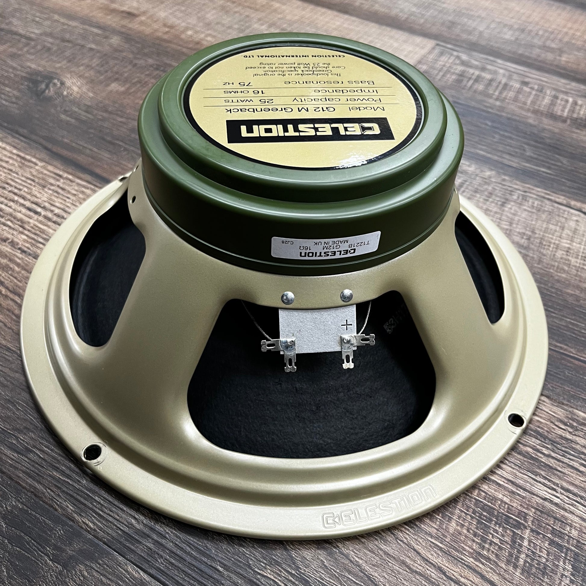 Side of Used Celestion G12M Greenback 25 Watts 16 Ohm Made In UK w/box TFW584