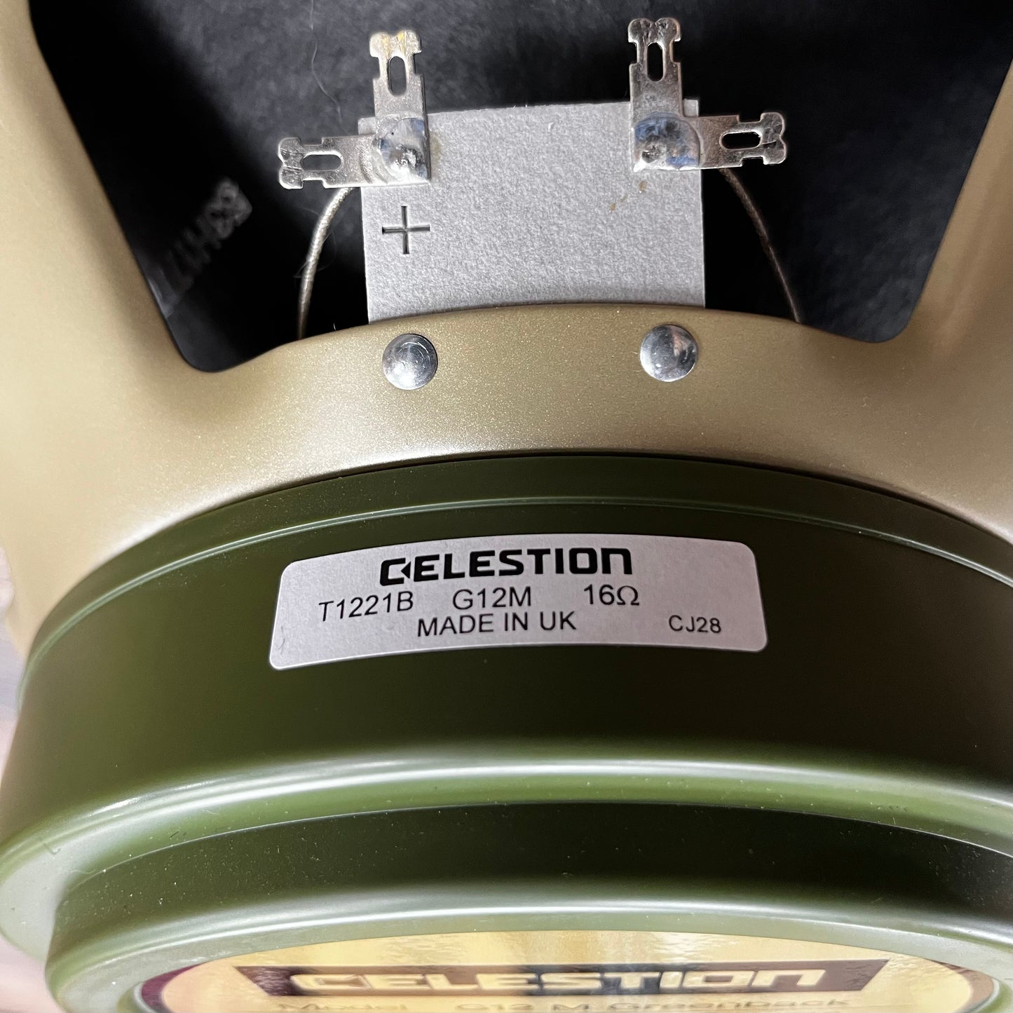 Label of Used Celestion G12M Greenback 25 Watts 16 Ohm Made In UK w/box TFW584