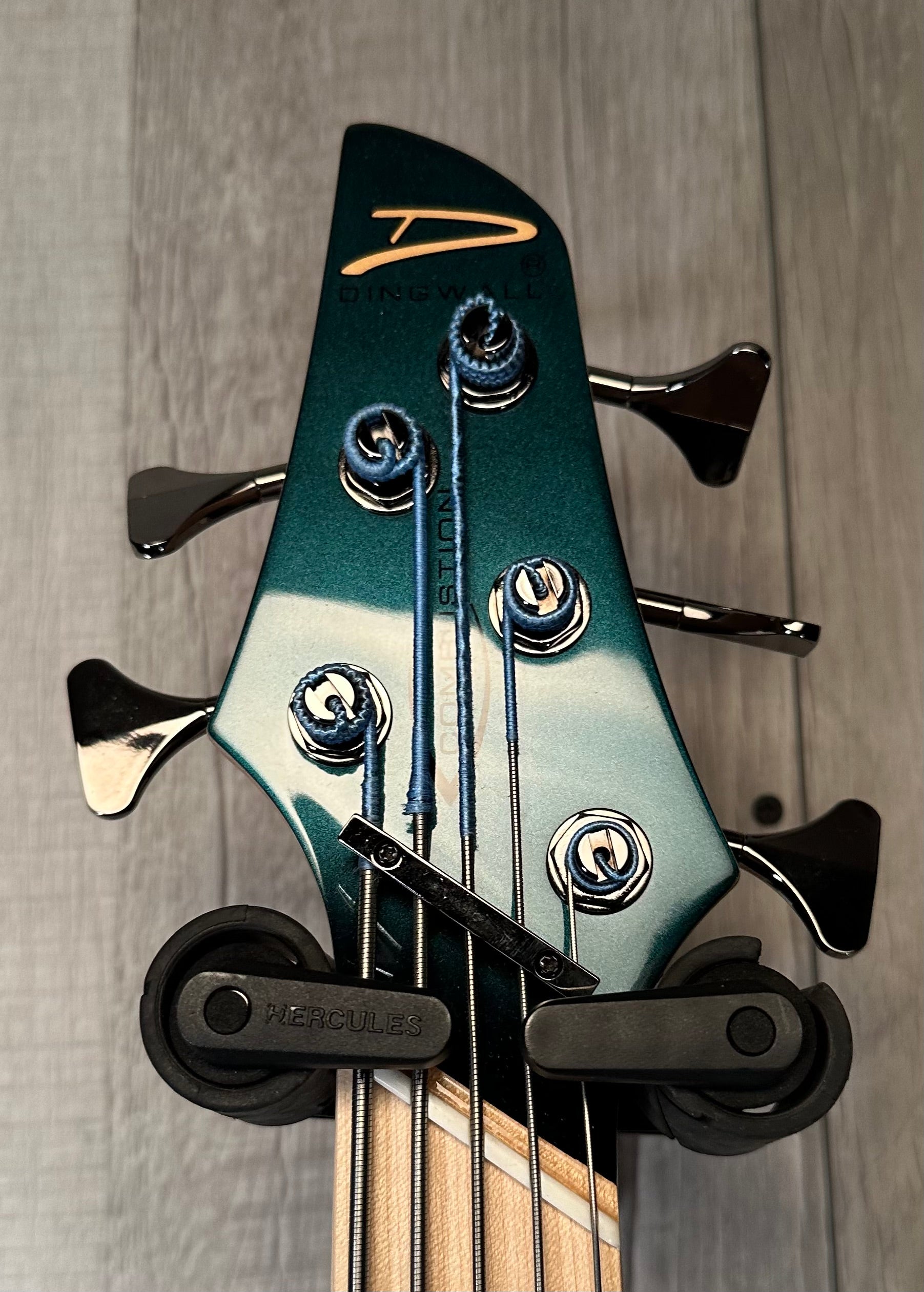 Headstock of Used Dingwall NG3 Adam "Nolly" Getgood Signature 5 String Bass Black Forest Green w/bag TSS3878