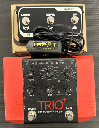 Top with box Used DigiTech Trio Plus Band Creator + Loop w/FS3X Footwitch & Power Supply w/box TSS3904