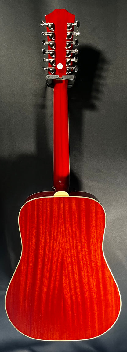 Full back of Used 2022 Epiphone Hummingbird 12-String Dreadnought Aged Cherry Sunburst Gloss TFW590