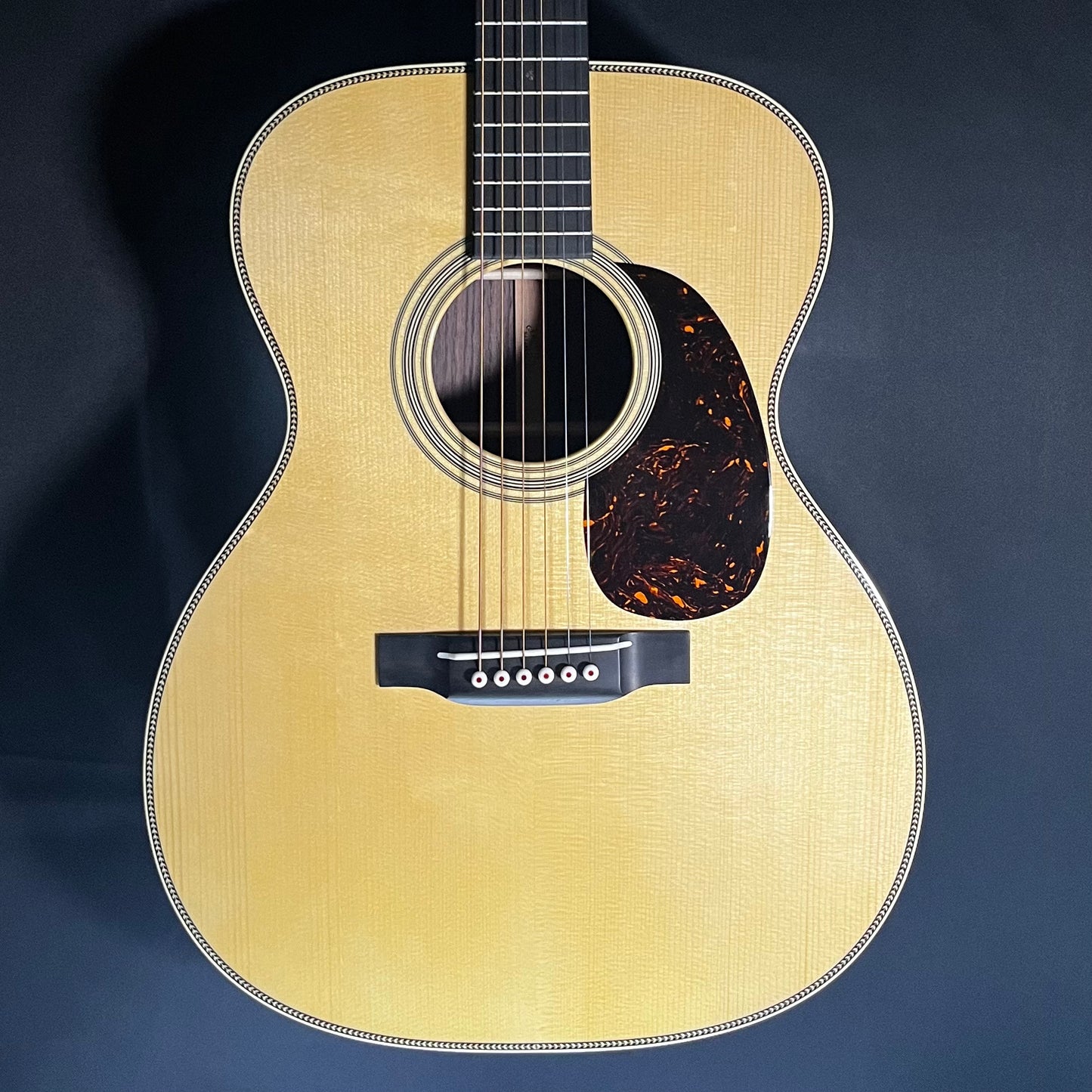 Front of Used Martin Select 28-Style Herringbone 000-28 Acoustic Guitar Adirondack/Indian Rosewood TFW591