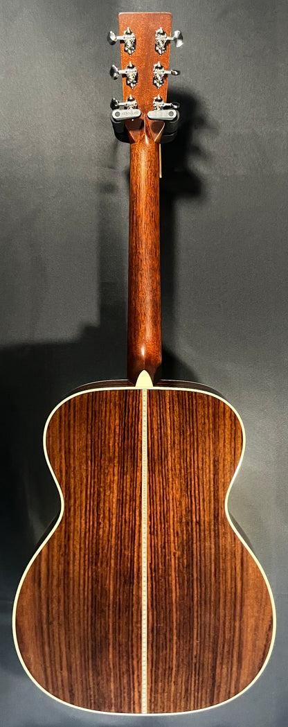 Full back of Used Martin Select 28-Style Herringbone 000-28 Acoustic Guitar Adirondack/Indian Rosewood TFW591