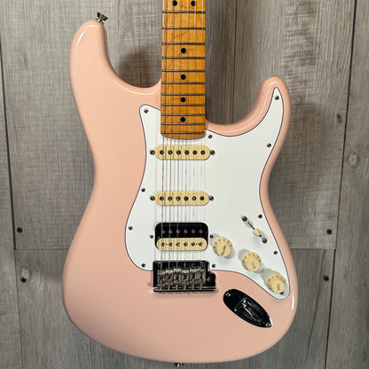 Front of Used 2022 Fender American Professional II Stratocaster HSS Shell Pink MN w/case TSS3912