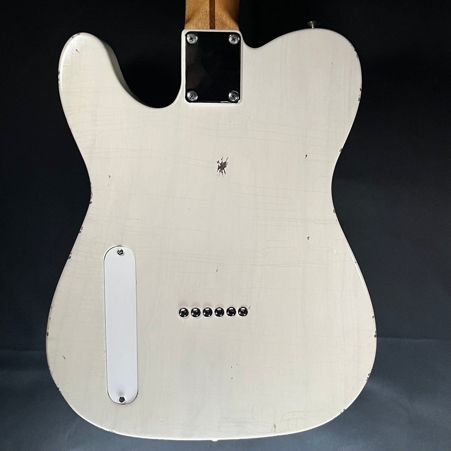 Back of Used Steadfast Guitars "La Cabronita" Translucent White w/Case TFW602