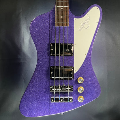 Front of Used Epiphone Exclusive '64 Thunderbird Bass Purple Sparkle w/bag TFW603