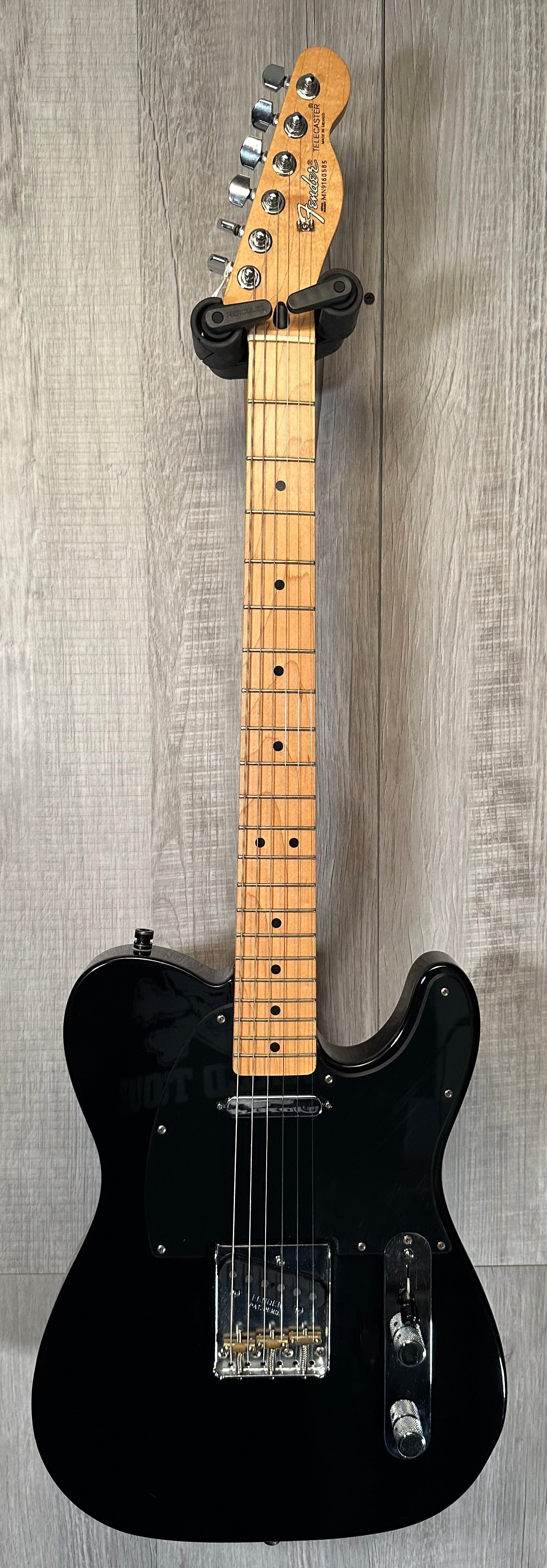 Full front of Used 1999 Fender Standard Telecaster Black w/case TSS3945