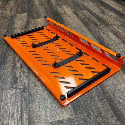 Bottom side of Used Gator GPB-XBAK-OR Orange Aluminum Pedal Board Extra Large w/ Carry Bag TFW616