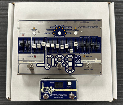 Top with box of Used EHX Electro Harmonix HOG2 Harmonic Octave Generator & Envelope Filter w/Footswitch w/box TSS3973