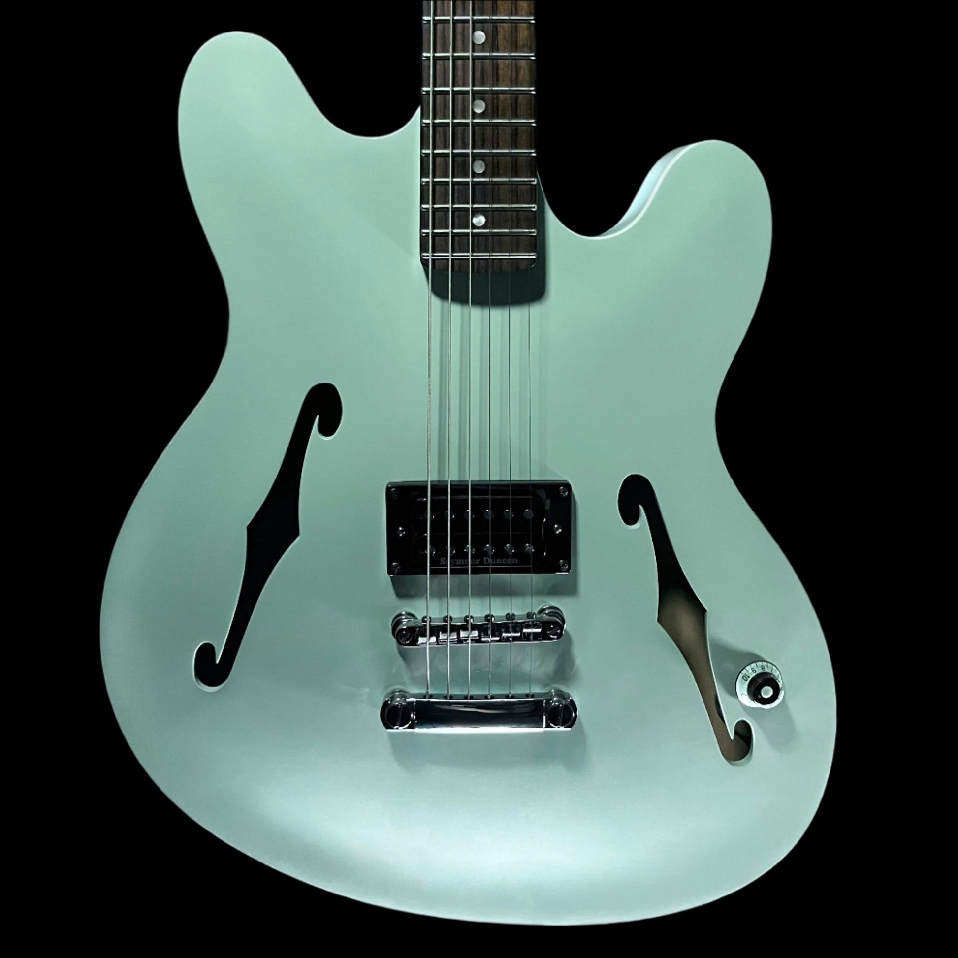 Front of Used 2024 Fender Tom DeLonge Starcaster RW Satin Surf Green TFW715