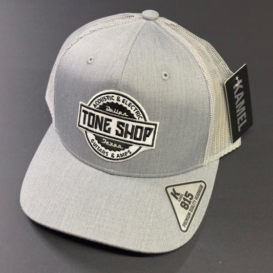 Angle shot of Tone Shop Guitars Grey/Grey Hat