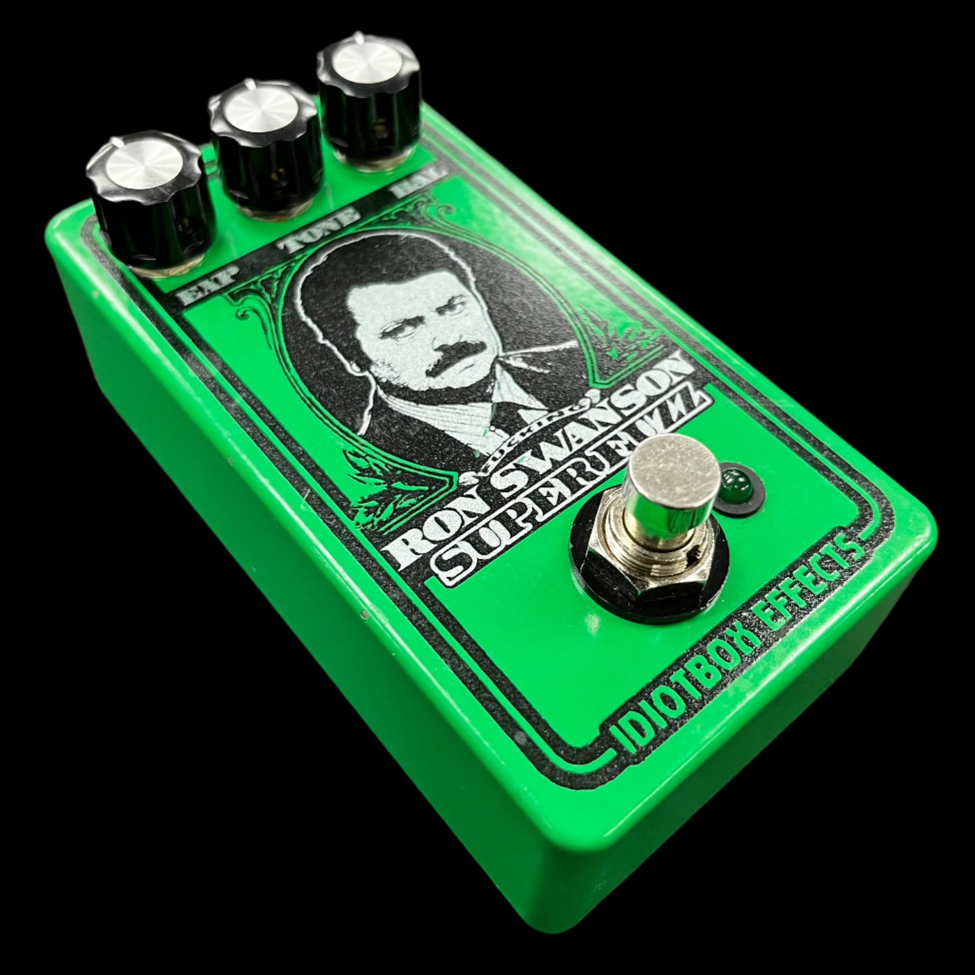 Side of Used IdiotBoox FX Ron Swanson Superfuzz Pedal TFW745