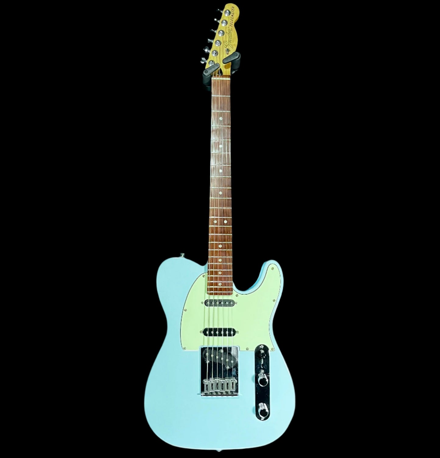 Full front of Used 2020 Fender Deluxe Nashville Telecaster Pau Ferro Daphne Blue TFW862