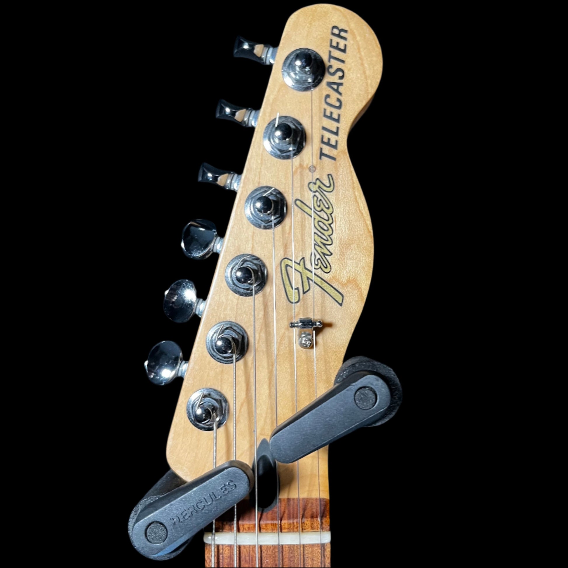 Headstock of Used 2020 Fender Deluxe Nashville Telecaster Pau Ferro Daphne Blue TFW862