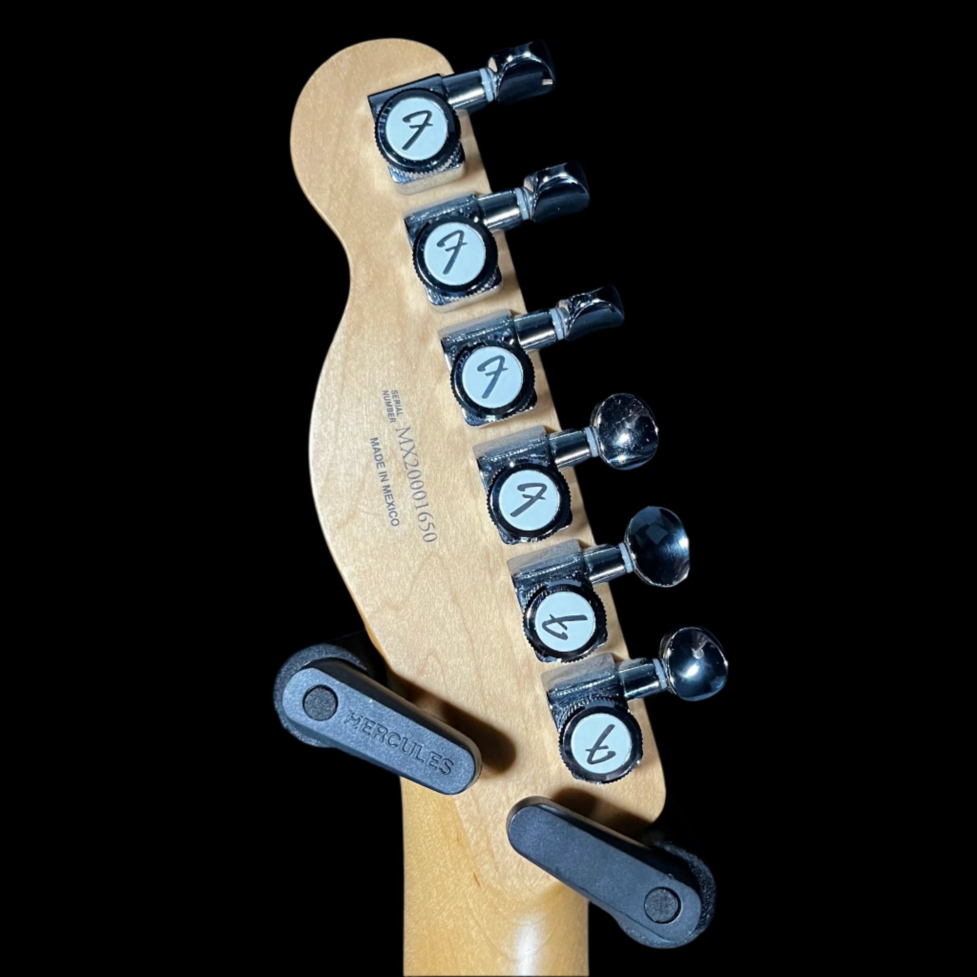 Back of headstock of Used 2020 Fender Deluxe Nashville Telecaster Pau Ferro Daphne Blue TFW862