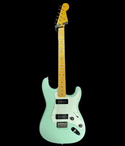 Full front of Used 2021 Fender Noventa Stratocaster MN Surf Green w/Bag TFW867