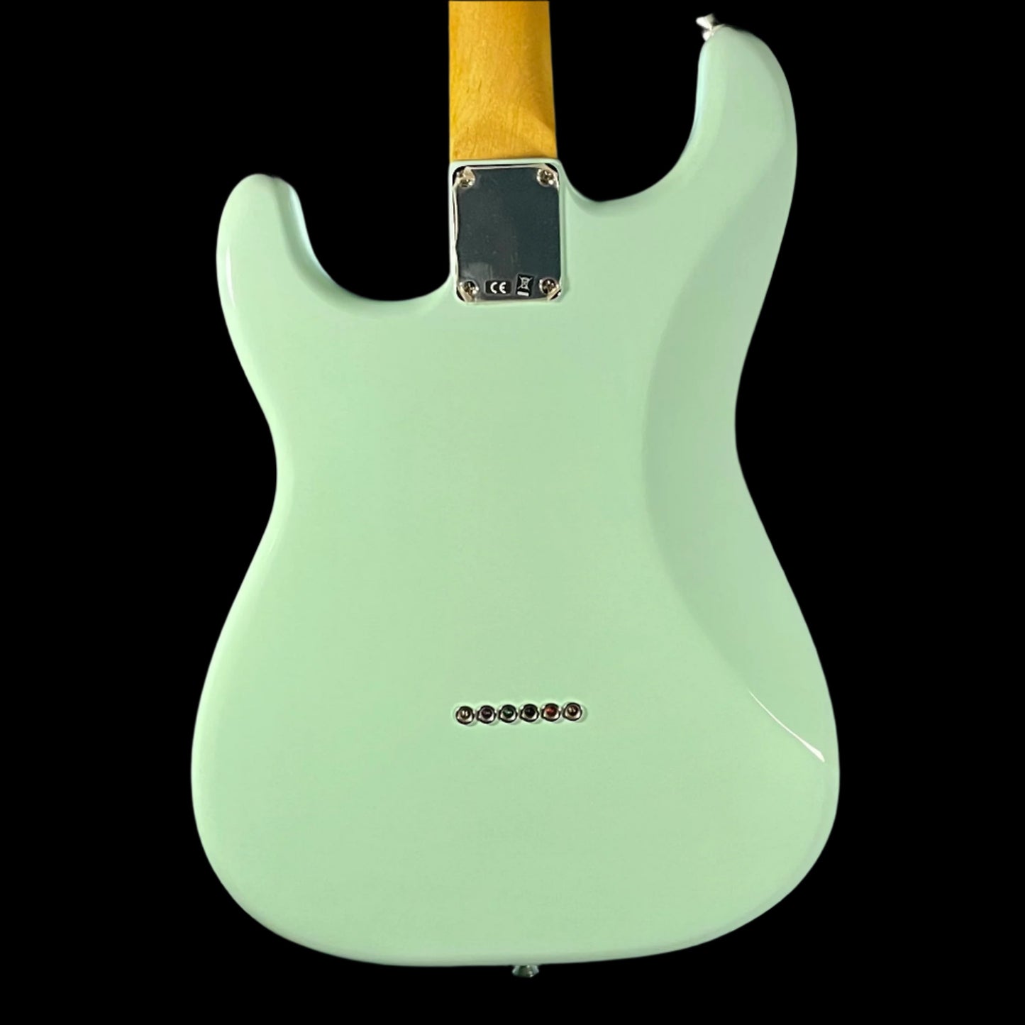 Back of Used 2021 Fender Noventa Stratocaster MN Surf Green w/Bag TFW867