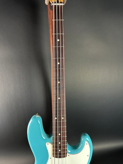 Fretboard of Used 2024 Fender Player II Jazz Bass Aquatone Blue.