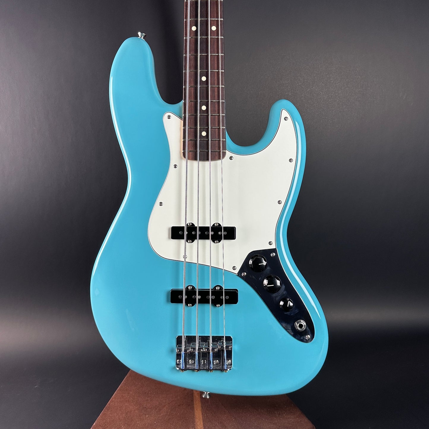 Front of Used 2024 Fender Player II Jazz Bass Aquatone Blue.