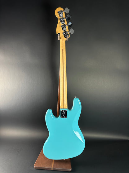 Full back of Used 2024 Fender Player II Jazz Bass Aquatone Blue.