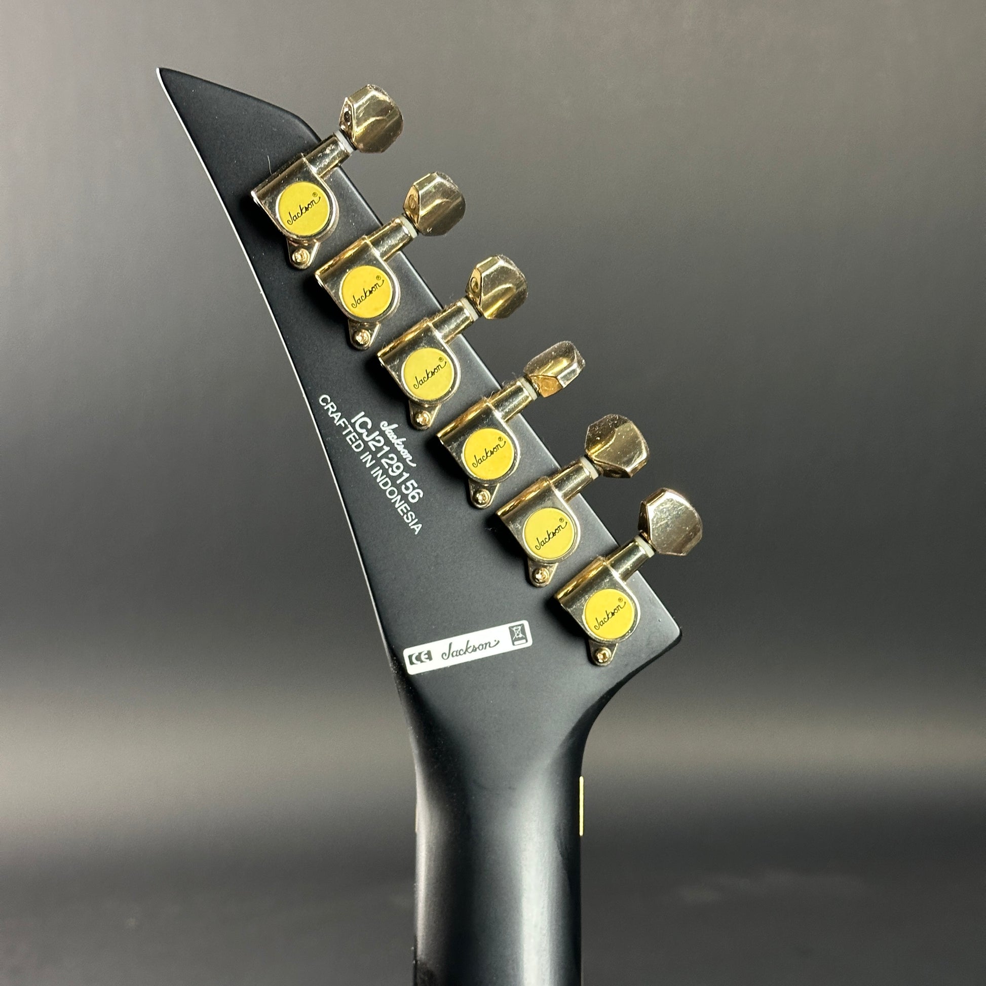 Back of headstock of Used Jackson X Series Soloist SLX DX Matte Black.