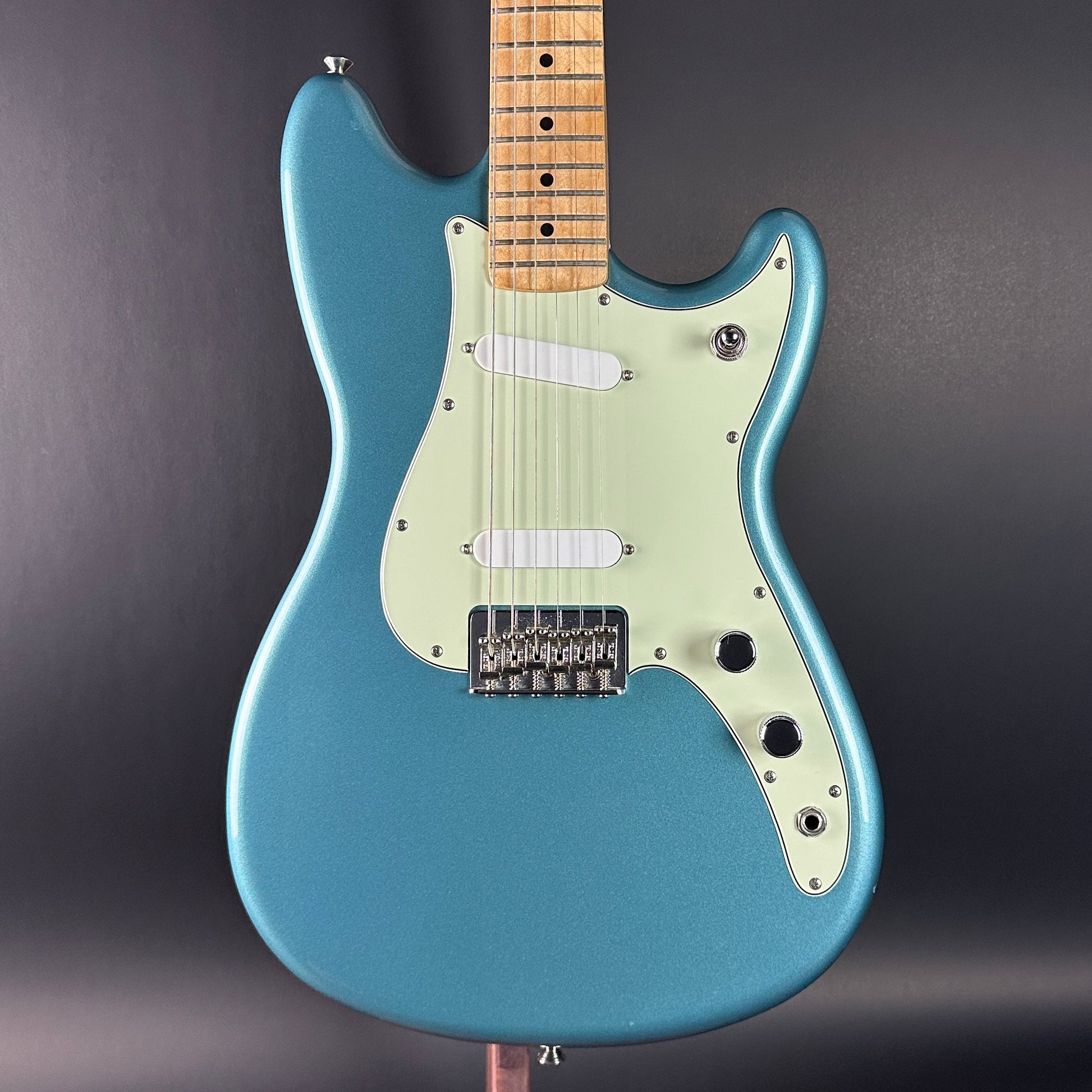 Front of Used Fender Player Duo Sonic Tide Pool Blue.